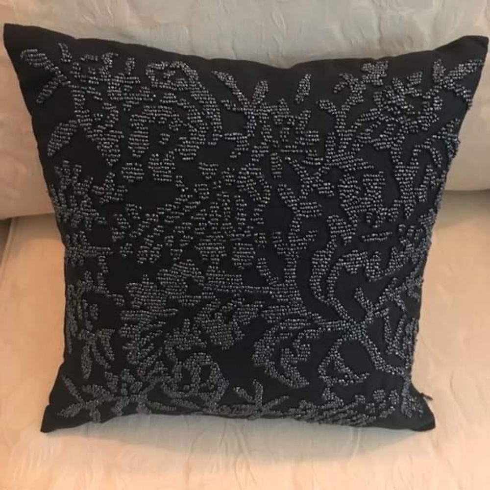 Ralph Lauren Beaded Midnight Navy Socialite Designer Pillows NWT